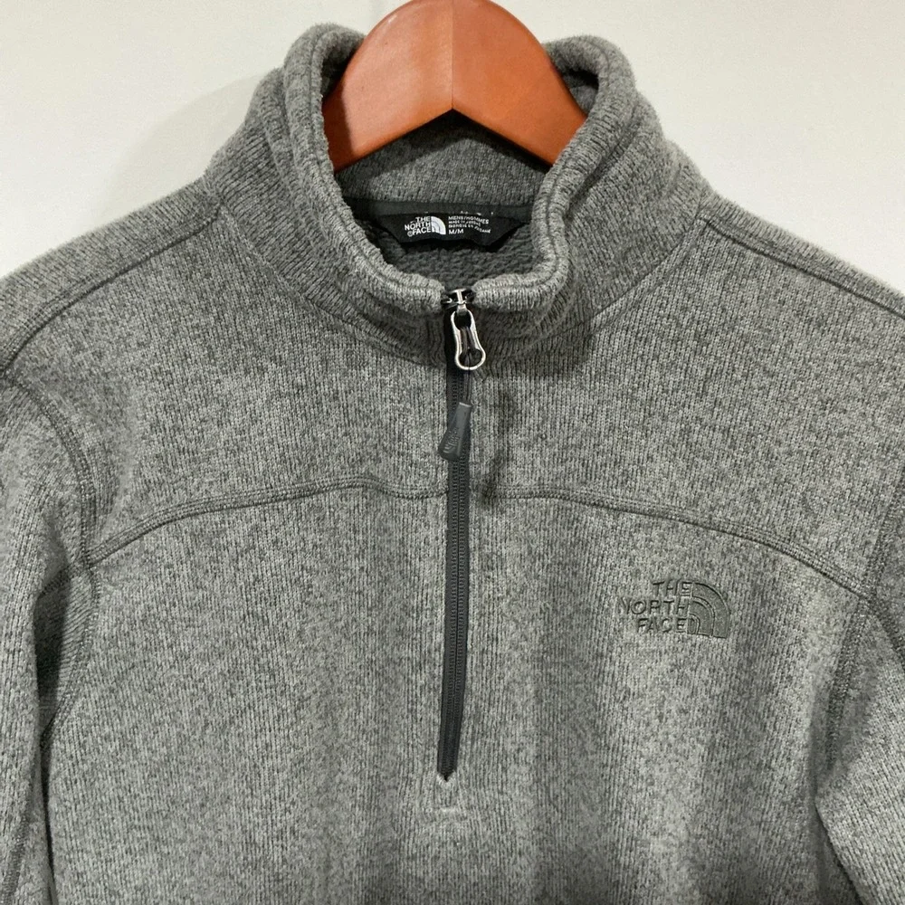 The North Face Gray 1/4 Zip-Up Sweater Fleece Pullover Jacket Medium, Cabincore